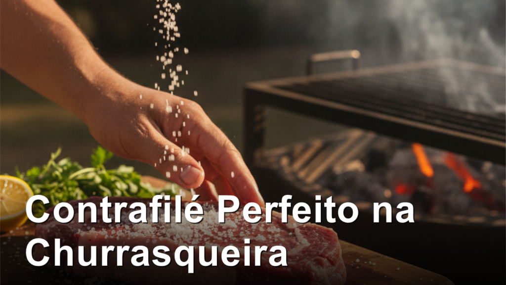 Contrafile sendo temperado com sal grosso antes do churrasco