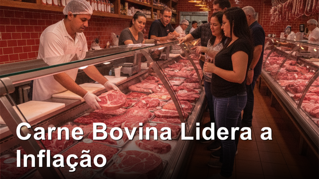 Acougueiro organizando cortes de carne bovina fresca em balcao de acougue