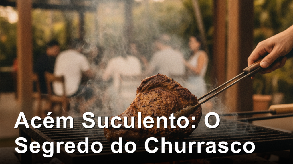 Acem na churrasqueira com crosta caramelizada e brasa viva