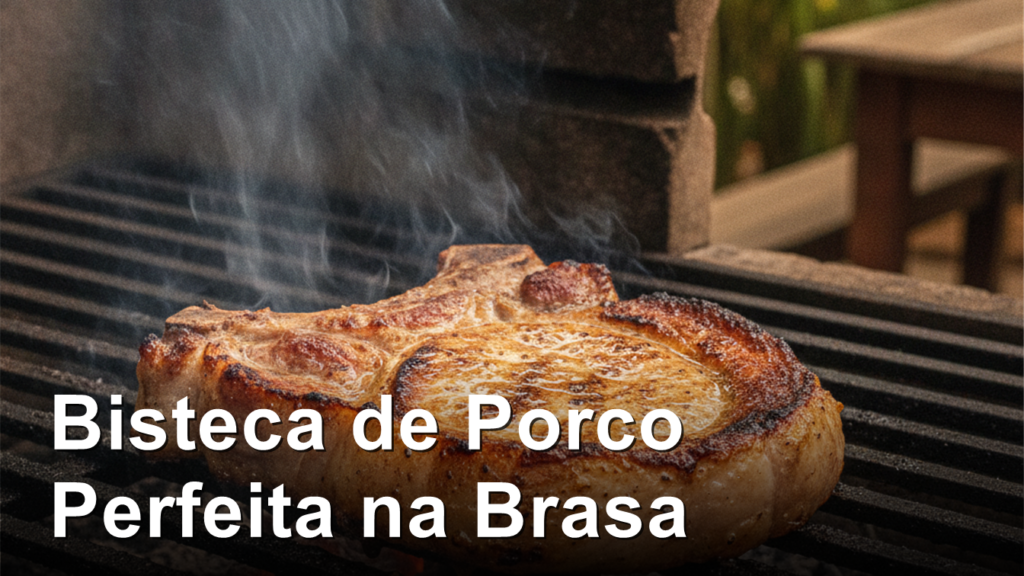 bisteca de porco na churrasqueira dourada e suculenta