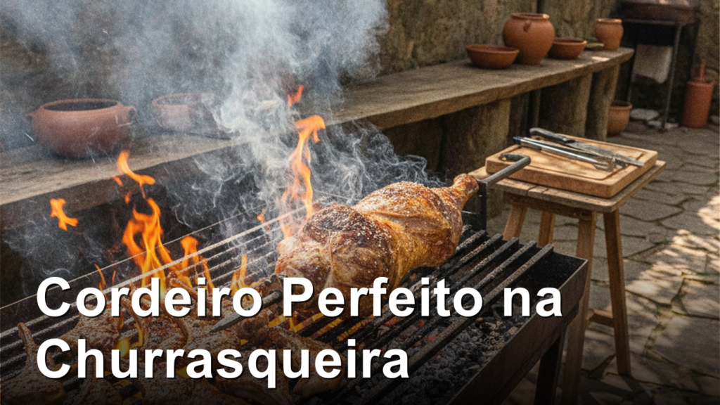 cordeiro costeleta na churrasqueira com brasa e chamas
