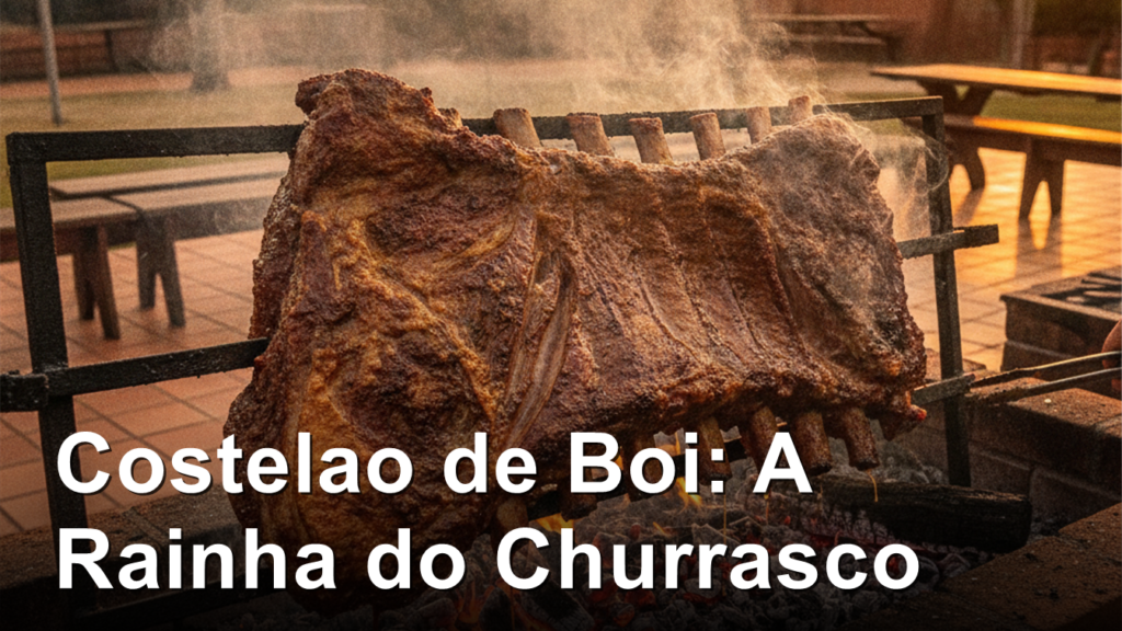 costelao de boi na churrasqueira grelhando carvao