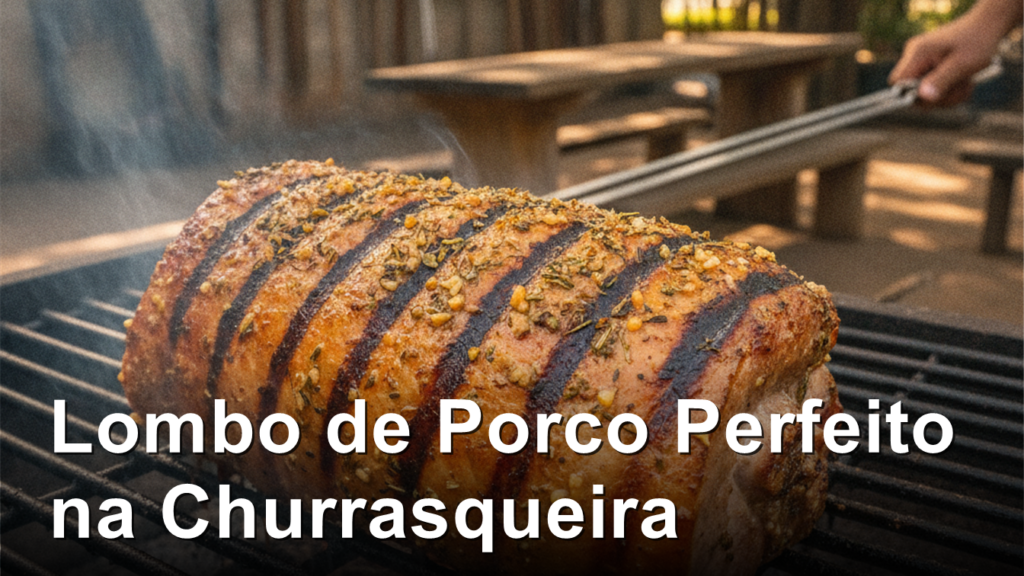lombo de porco na churrasqueira grelhado