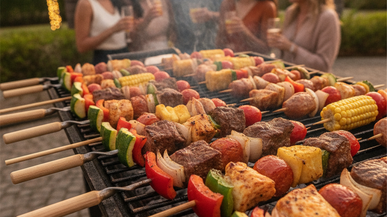 Espetinhos na churrasqueira Brasil gastronomia 2026