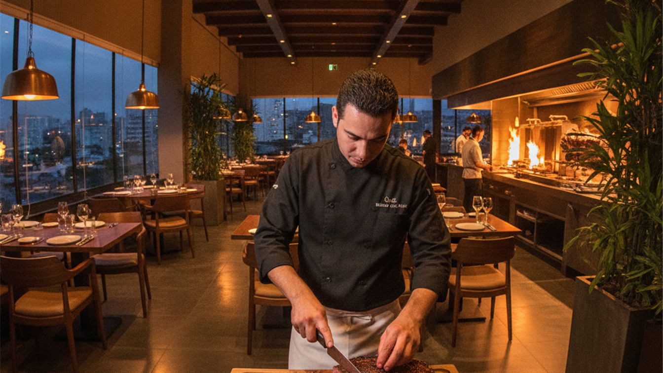 Churrascaria moderna com cortes premium de carne