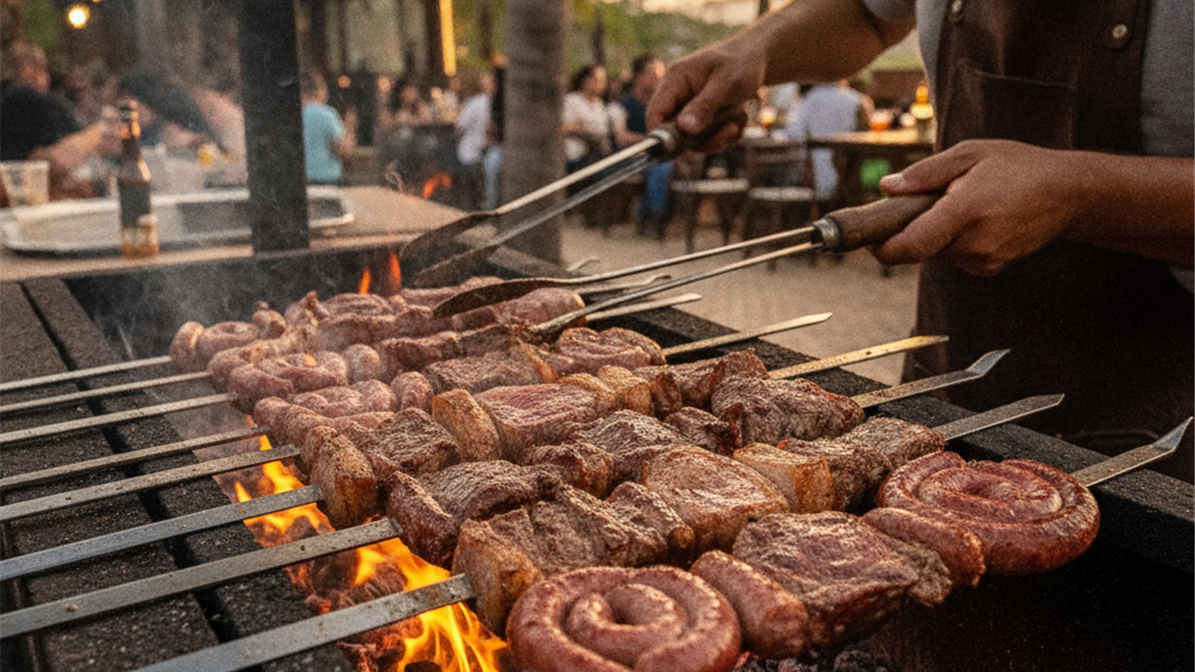 Espetinhos churrasco picanha fraldinha brasa