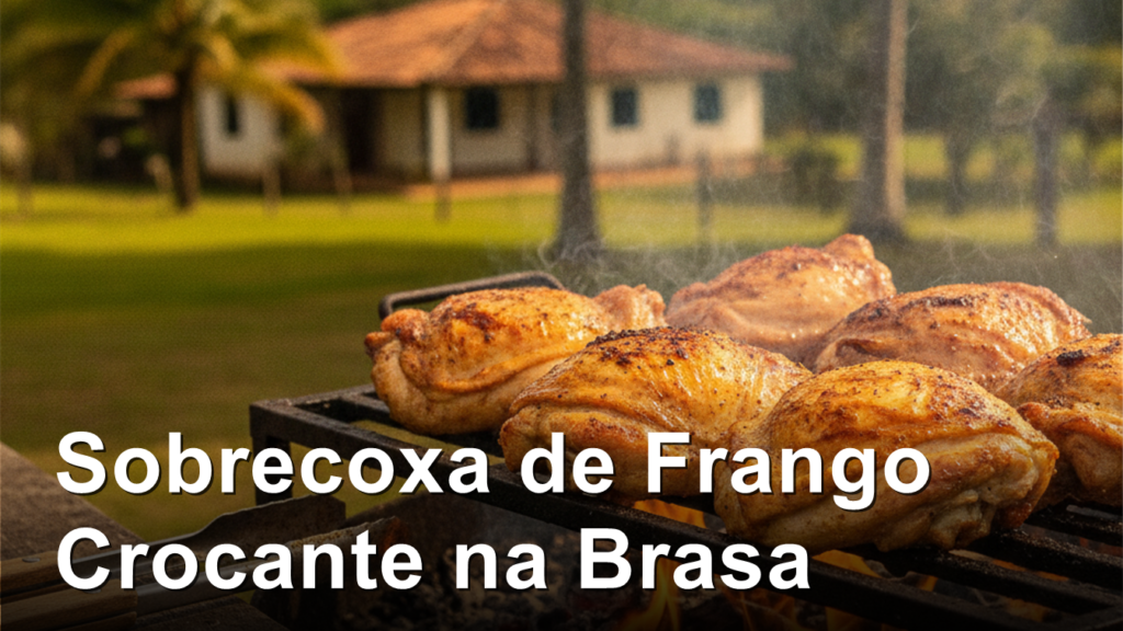 sobrecoxa de frango na churrasqueira com pele crocante