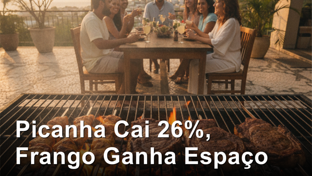 Churrasco com espetinhos de frango e picanha na brasa