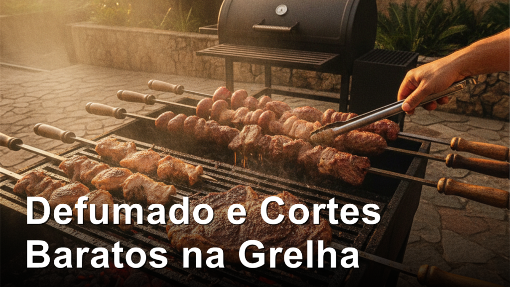 Churrasco com defumador e cortes baratos na grelha