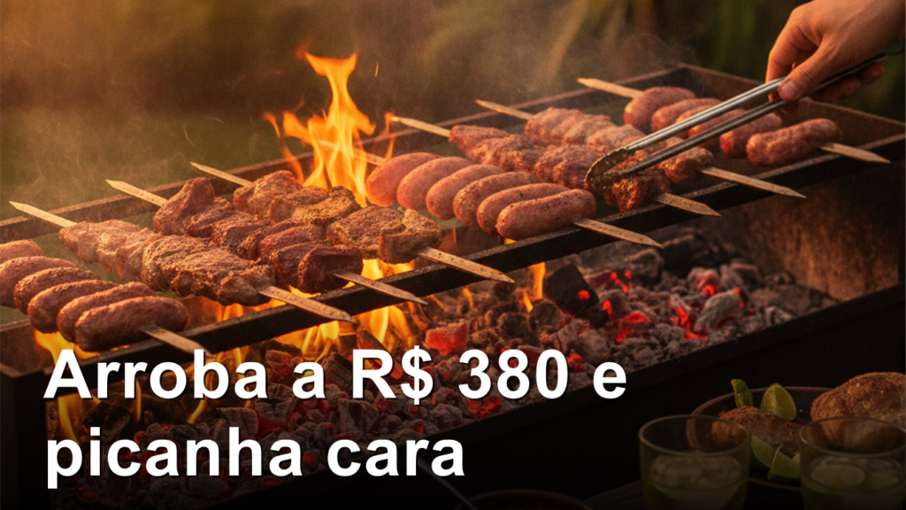 Churrasco brasileiro com espetos na brasa