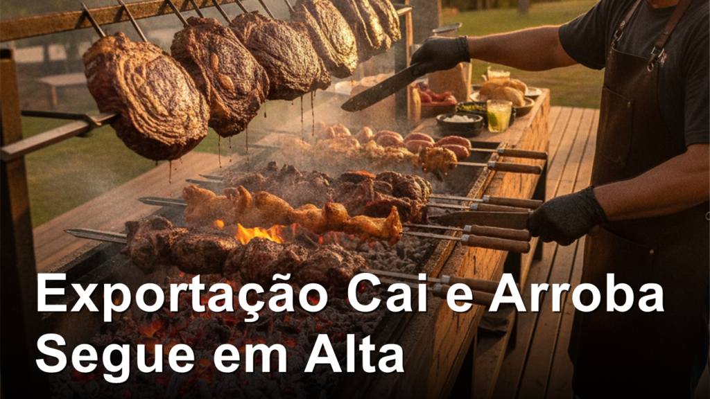 churrasco brasileiro na brasa com carnes e espetos