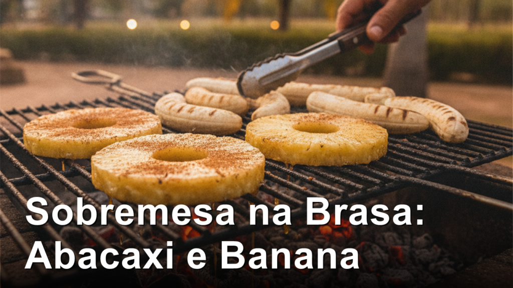Abacaxi e banana grelhados na brasa da churrasqueira